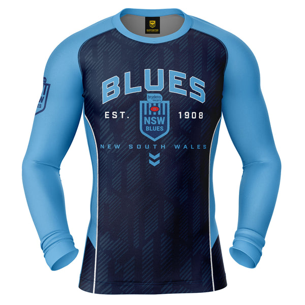 NSW Blues 'Blocker' Long Sleeve Rash Vest - Youth - Ashtabula