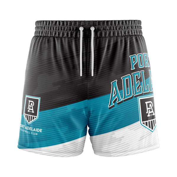 AFL Port Adelaide 'Barrel' Board Shorts - Youth - Ashtabula