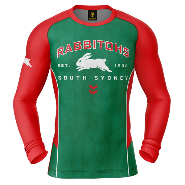 NRL Rabbitohs 'Blocker' Long Sleeve Rash Vest - Youth - Ashtabula