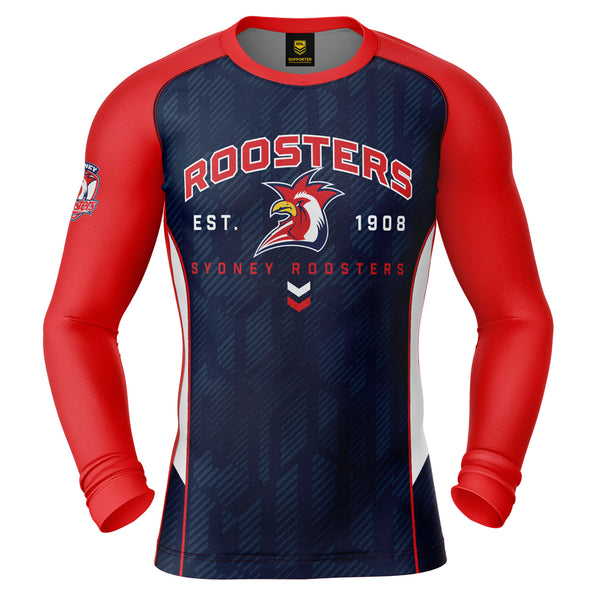 NRL Roosters 'Blocker' Long Sleeve Rash Vest - Adult - Ashtabula