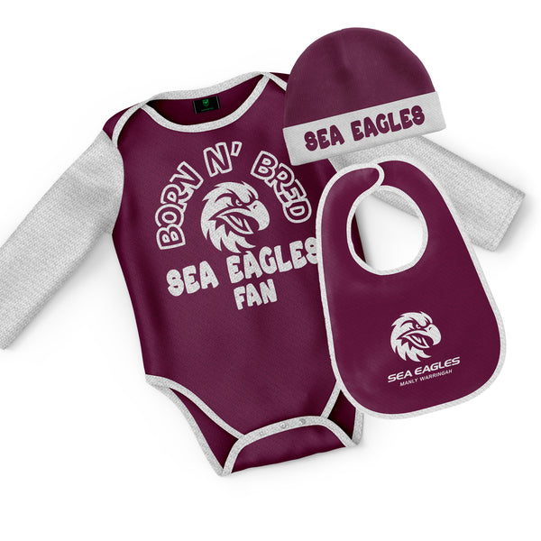 NRL Sea Eagles 3pc Infant Gift Set - 'Born & Bred'