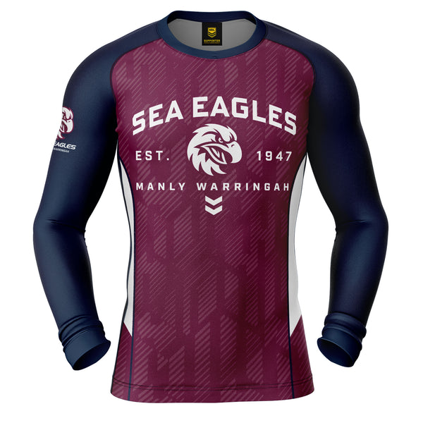 NRL Sea Eagles 'Blocker' Long Sleeve Rash Vest - Adult - Ashtabula