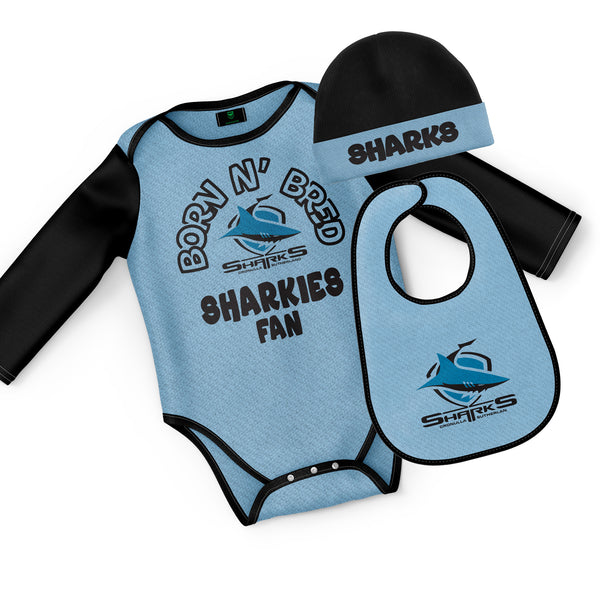 NRL Sharks 3pc Infant Gift Set - 'Born & Bred'