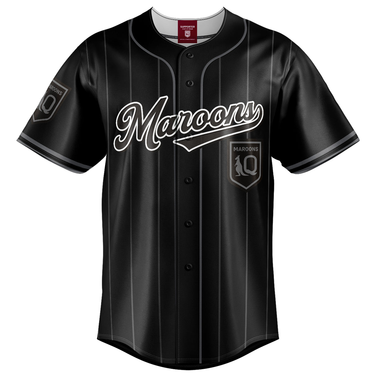 QLD Maroons Blackout Baseball Shirt