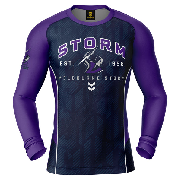 NRL Storm 'Blocker' Long Sleeve Rash Vest - Adult - Ashtabula