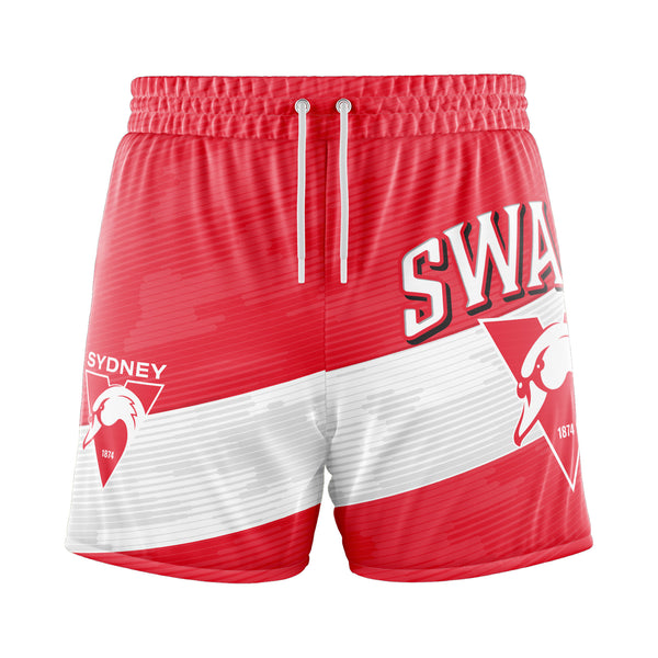 AFL Sydney Swans 'Barrel' Board Shorts - Youth - Ashtabula