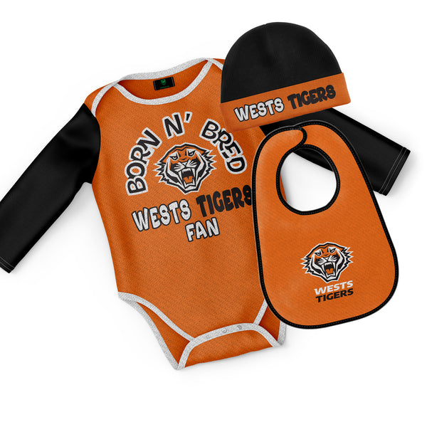 NRL Wests Tigers 3pc Infant Gift Set - 'Born & Bred'