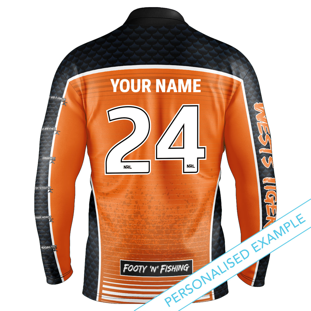 NRL Wests Tigers 'Barracuda' Fishing Shirt - Youth - Ashtabula