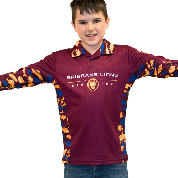 AFL Brisbane Lions 'Reef Runner' Fishing Shirt - Youth - Ashtabula