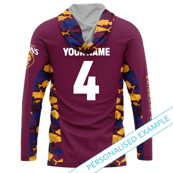 AFL Brisbane Lions 'Reef Runner' Hooded Fishing Shirt - Youth - Ashtabula