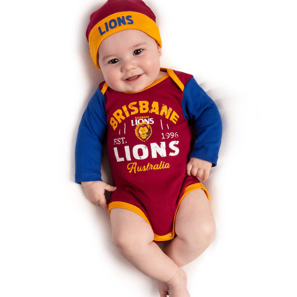 AFL Brisbane Lions "Rover" 3pc Bodysuit Gift Set - Ashtabula