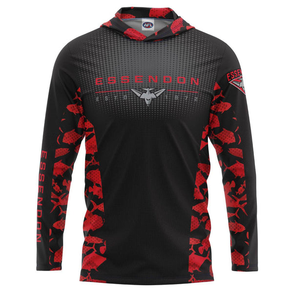 AFL Essendon Bombers 'Reef Runner' Hooded Fishing Shirt - Youth - Ashtabula