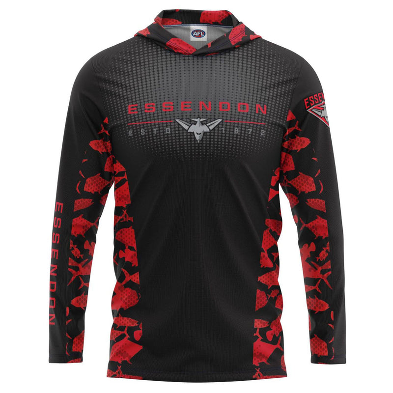 AFL Essendon Bombers 'Reef Runner' Hooded Fishing Shirt - Youth - Ashtabula