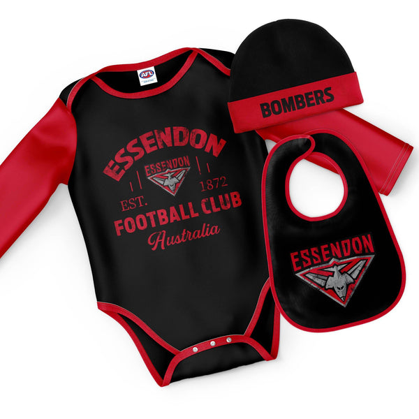 AFL Essendon Bombers "Rover" 3pc Bodysuit Gift Set - Ashtabula