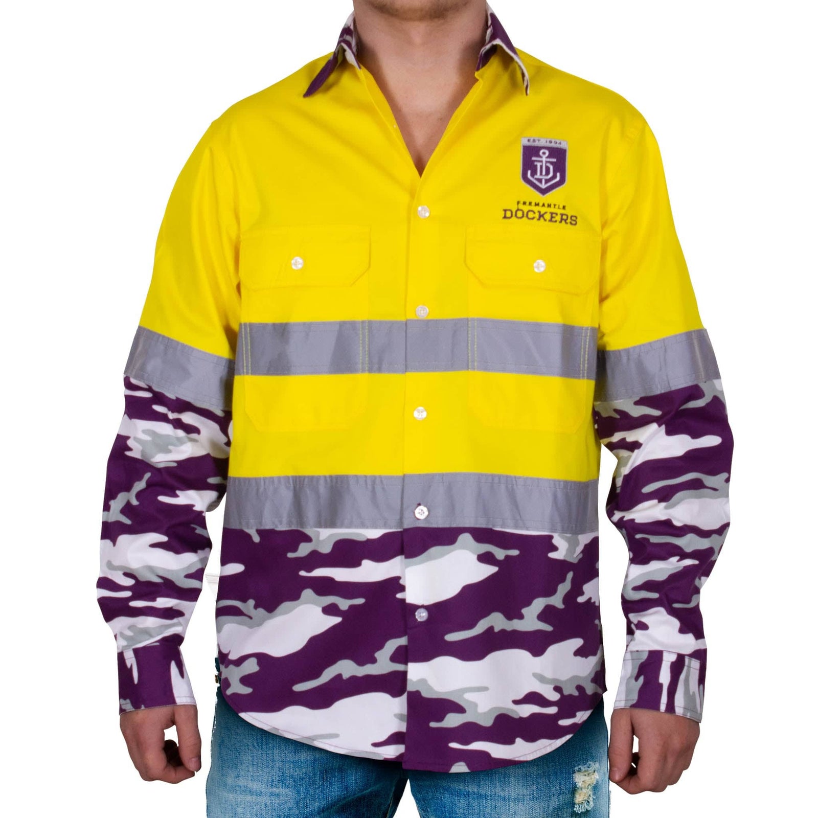 AFL Fremantle Dockers Camo Hi Vis Work Shirt