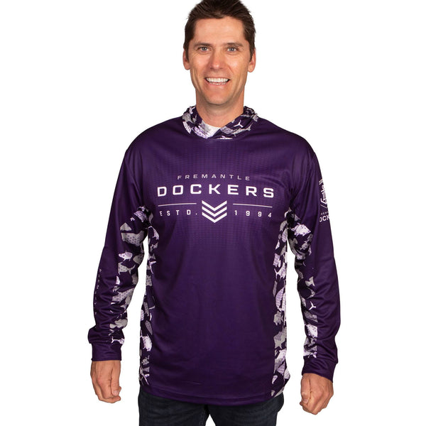 AFL Fremantle Dockers 'Reef Runner' Hooded Fishing Shirt - Adult - Ashtabula