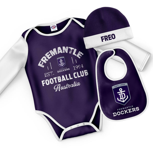 AFL Fremantle Dockers "Rover" 3pc Bodysuit Gift Set - Ashtabula