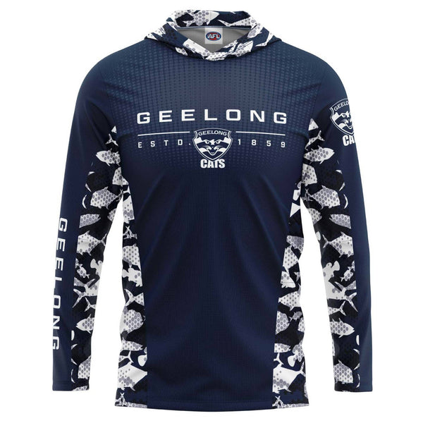AFL Geelong Cats 'Reef Runner' Hooded Fishing Shirt - Youth - Ashtabula