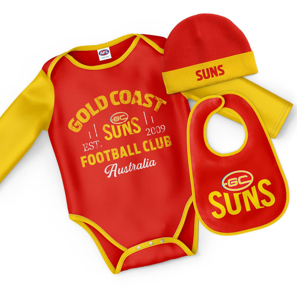AFL Gold Coast Suns "Rover" 3pc Bodysuit Gift Set - Ashtabula
