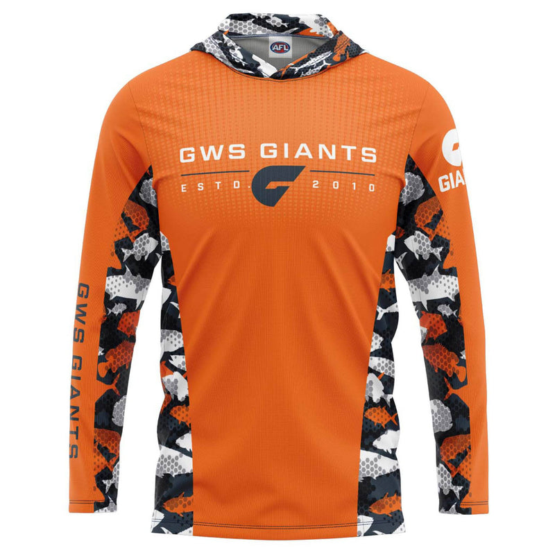 AFL GWS Giants 'Reef Runner' Hooded Fishing Shirt - Adult - Ashtabula