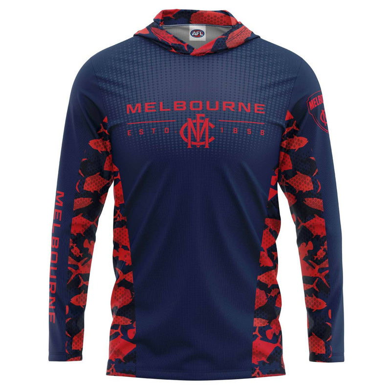 AFL Melbourne Demons 'Reef Runner' Hooded Fishing Shirt - Adult - Ashtabula