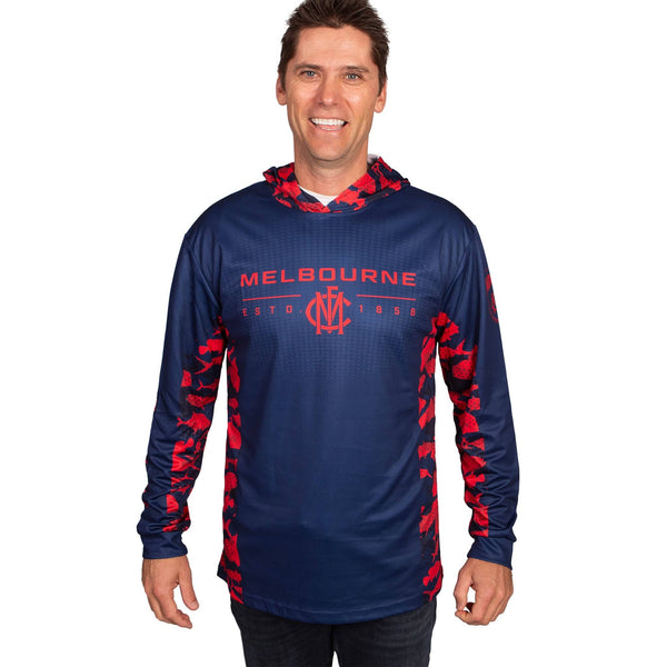 AFL Melbourne Demons 'Reef Runner' Hooded Fishing Shirt - Adult - Ashtabula