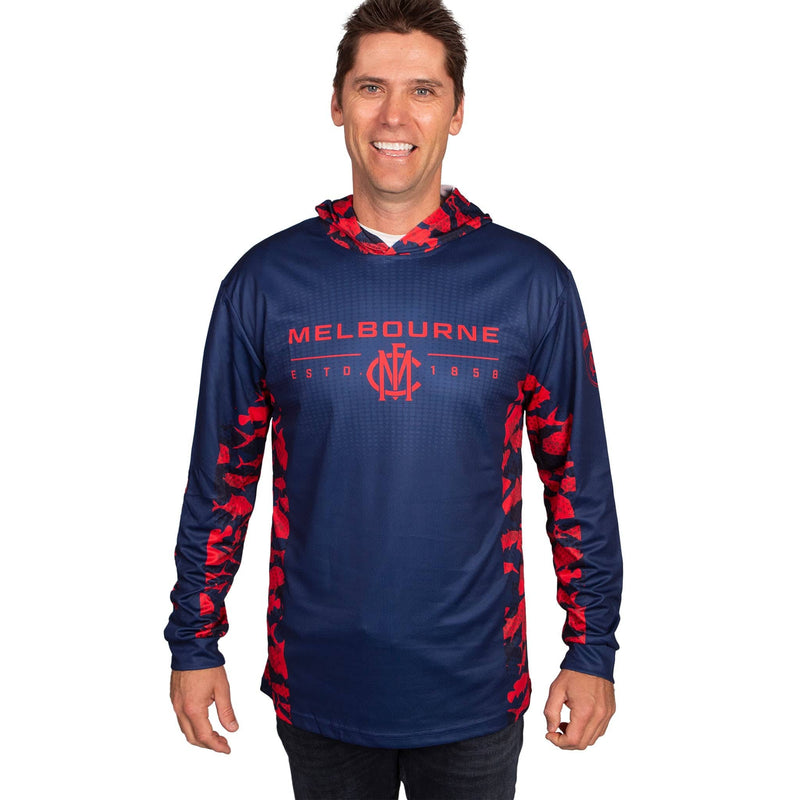 AFL Melbourne Demons 'Reef Runner' Hooded Fishing Shirt - Adult - Ashtabula