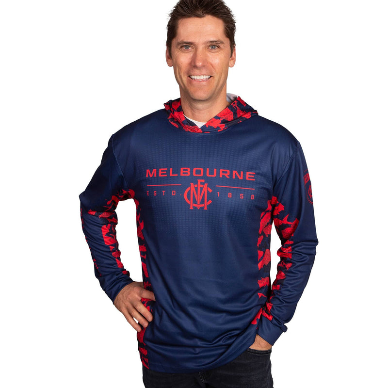 AFL Melbourne Demons 'Reef Runner' Hooded Fishing Shirt - Adult - Ashtabula
