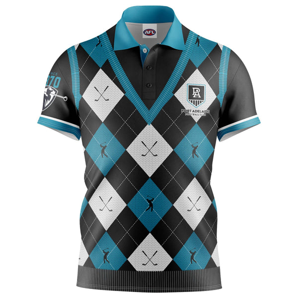 AFL Port Adelaide 'Fairway' Golf Polo Shirts - Ashtabula