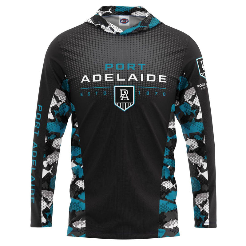 AFL Port Adelaide 'Reef Runner' Hooded Fishing Shirt - Adult - Ashtabula