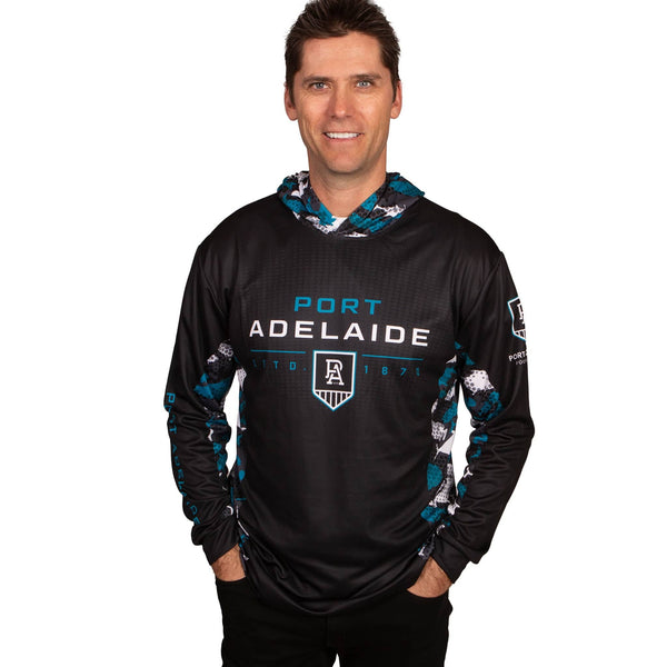 AFL Port Adelaide 'Reef Runner' Hooded Fishing Shirt - Adult - Ashtabula