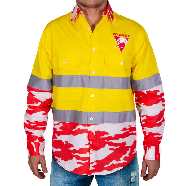 AFL Sydney Swans 'Camo' Hi-Vis Work Shirt - Ashtabula