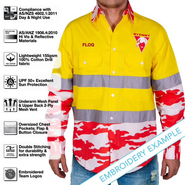 AFL Sydney Swans 'Camo' Hi-Vis Work Shirt - Ashtabula