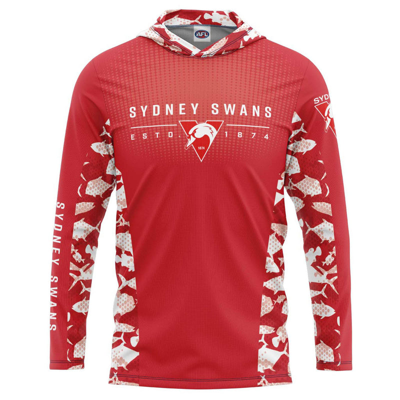 AFL Sydney Swans 'Reef Runner' Hooded Fishing Shirt - Adult - Ashtabula