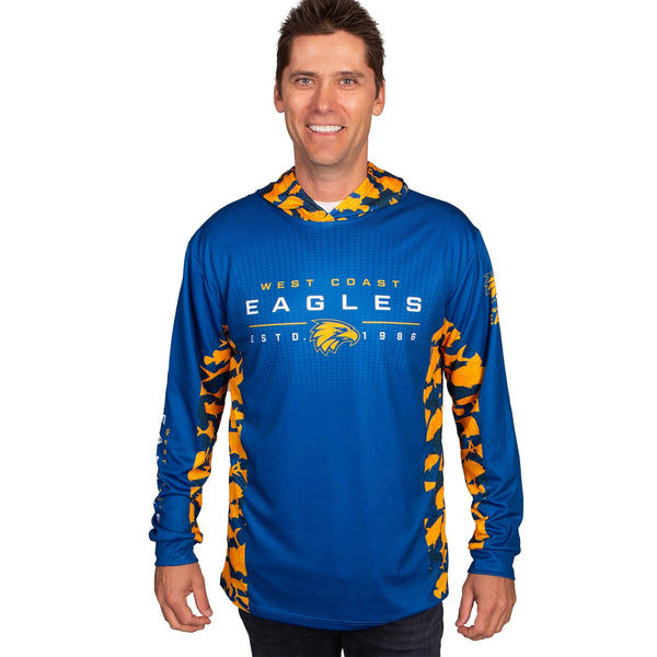 AFL West Coast Eagles 'Reef Runner' Hooded Fishing Shirt - Adult - Ashtabula