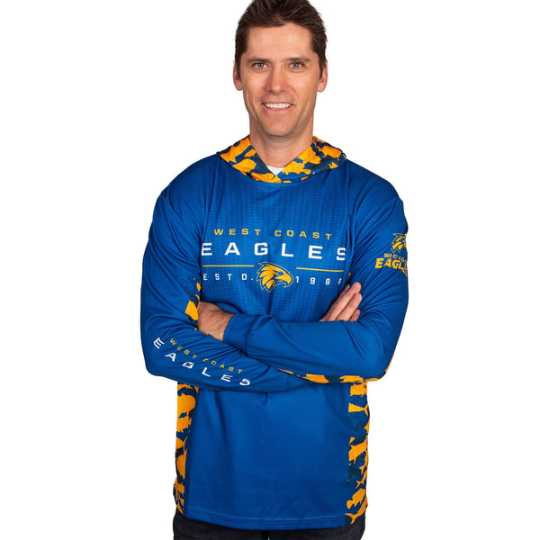 AFL West Coast Eagles 'Reef Runner' Hooded Fishing Shirt - Adult - Ashtabula
