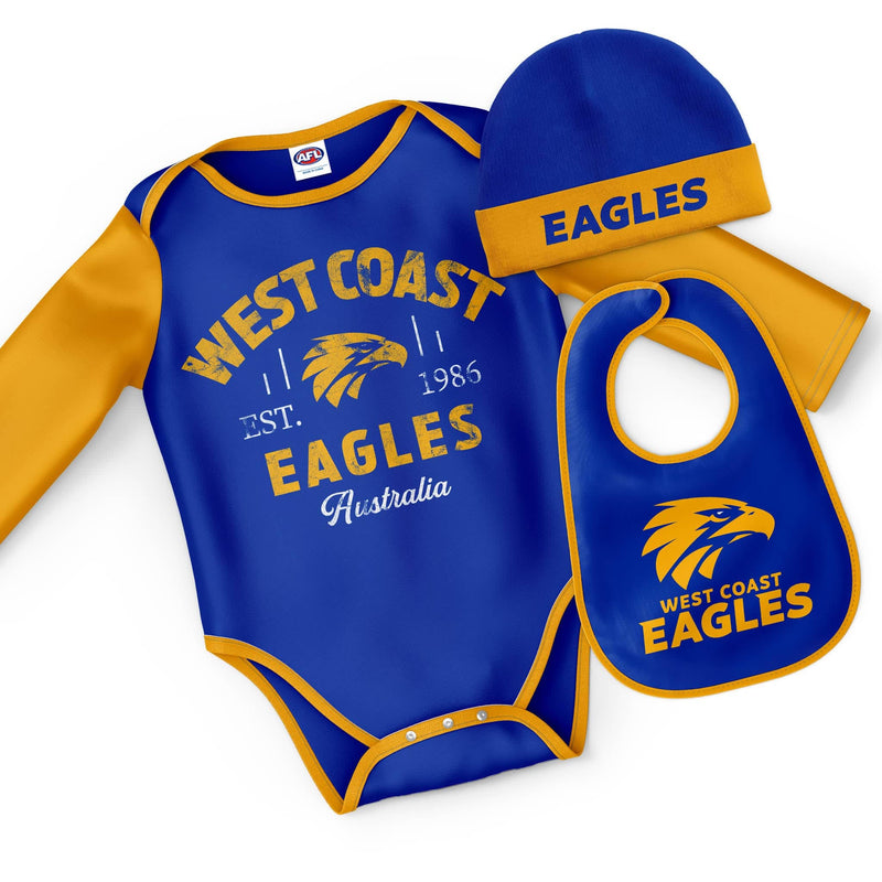 AFL West Coast Eagles "Rover" 3pc Bodysuit Gift Set - Ashtabula