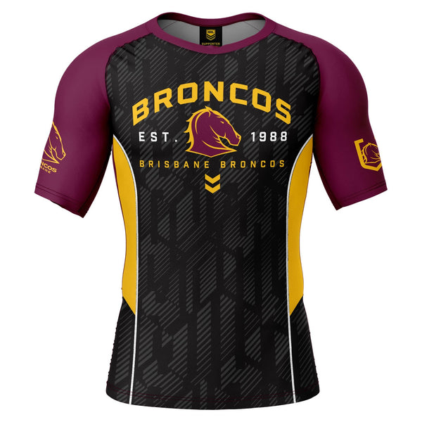 NRL Broncos 'Blocker' Rash Vest - Adult - Ashtabula