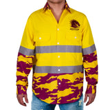 NRL Broncos 'Camo' Hi-Vis Work Shirt - Ashtabula