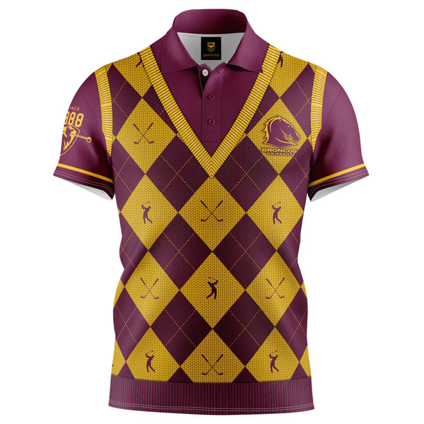 NRL Broncos 'Fairway' Golf Polo Shirts - Ashtabula