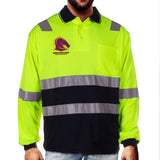 NRL Broncos L/S Hi-Vis Polyface Cotton Polo - Ashtabula