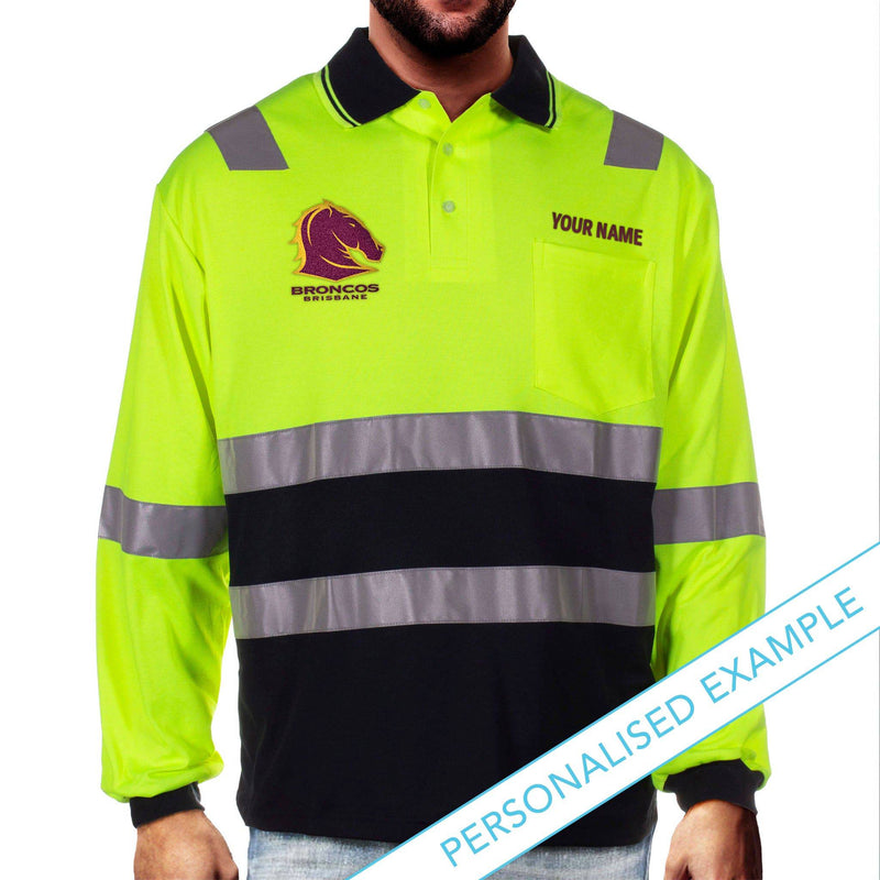 NRL Broncos L/S Hi-Vis Polyface Cotton Polo - Ashtabula