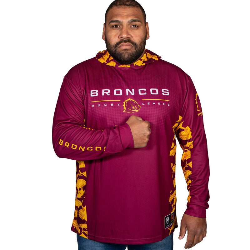 NRL Broncos 'Reef Runner' Hooded Fishing Shirt - Adult - Ashtabula