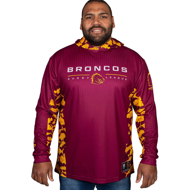 NRL Broncos 'Reef Runner' Hooded Fishing Shirt - Adult - Ashtabula
