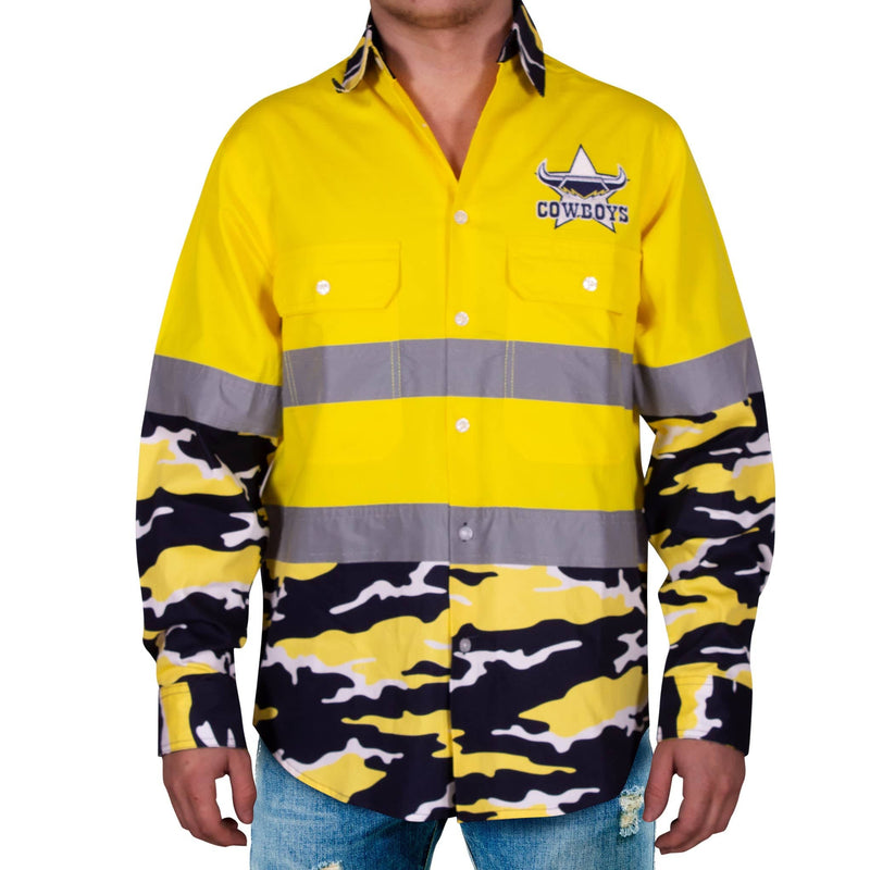 NRL Cowboys 'Camo' Hi-Vis Work Shirt - Ashtabula
