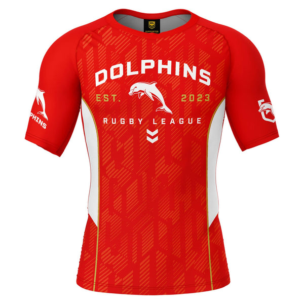 NRL Dolphins 'Blocker' Rash Vest - Adult - Ashtabula