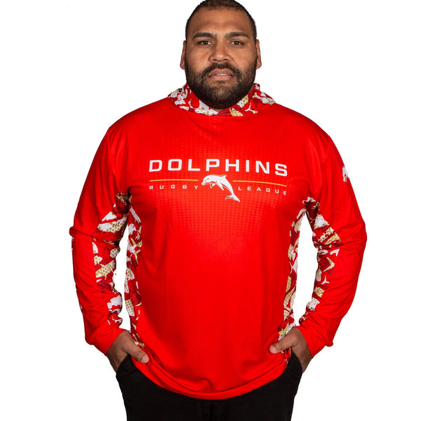 NRL Dolphins 'Reef Runner' Hooded Fishing Shirt - Adult - Ashtabula