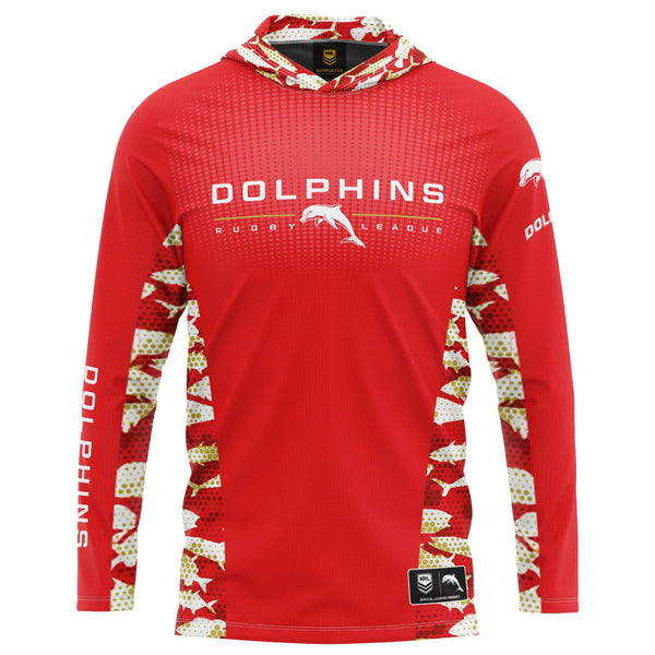 NRL Dolphins 'Reef Runner' Hooded Fishing Shirt - Youth - Ashtabula