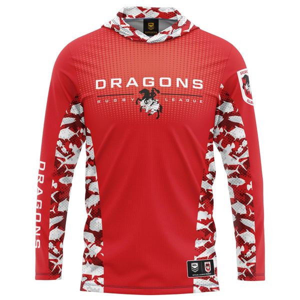 NRL Dragons 'Reef Runner' Hooded Fishing Shirt - Youth - Ashtabula