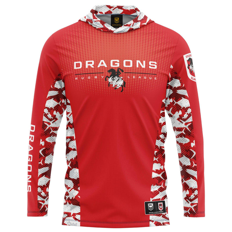 NRL Dragons 'Reef Runner' Hooded Fishing Shirt - Youth - Ashtabula
